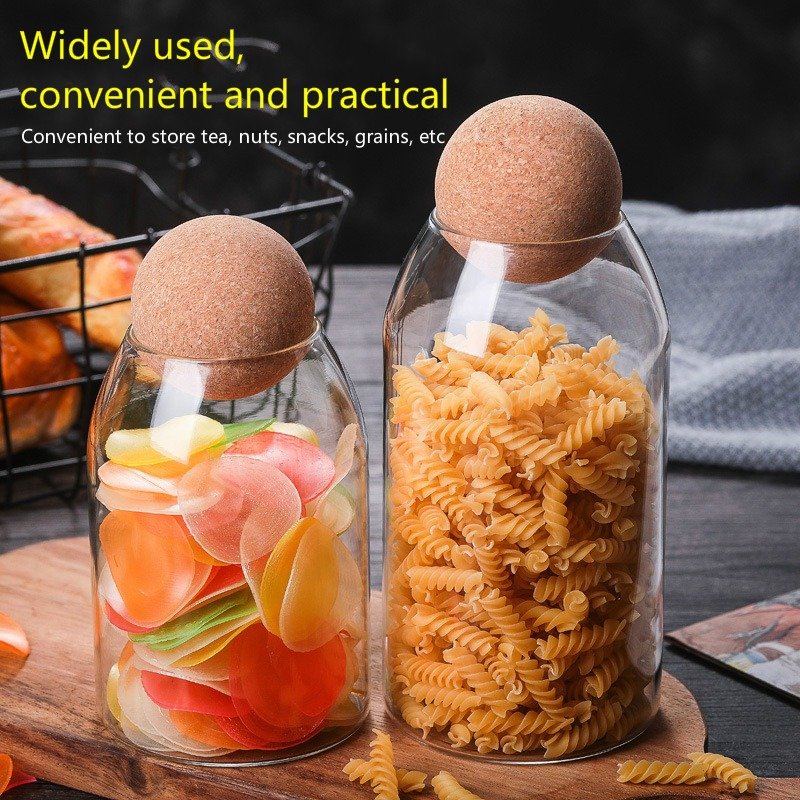 Custom Borosilicale Food Storage Container Grains Storage Jar Creative Cork Tea Containers