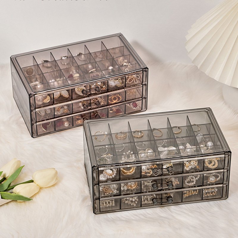 Portable Jewelry Necklaces Storage Box Large Capacity Transparent Plastic Storage Organizer for Women
