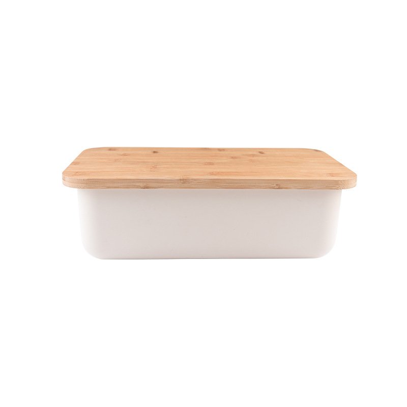 Oval/square bread pan Bamboo Lid Plastic Bread Bin Box Bread Storage Box