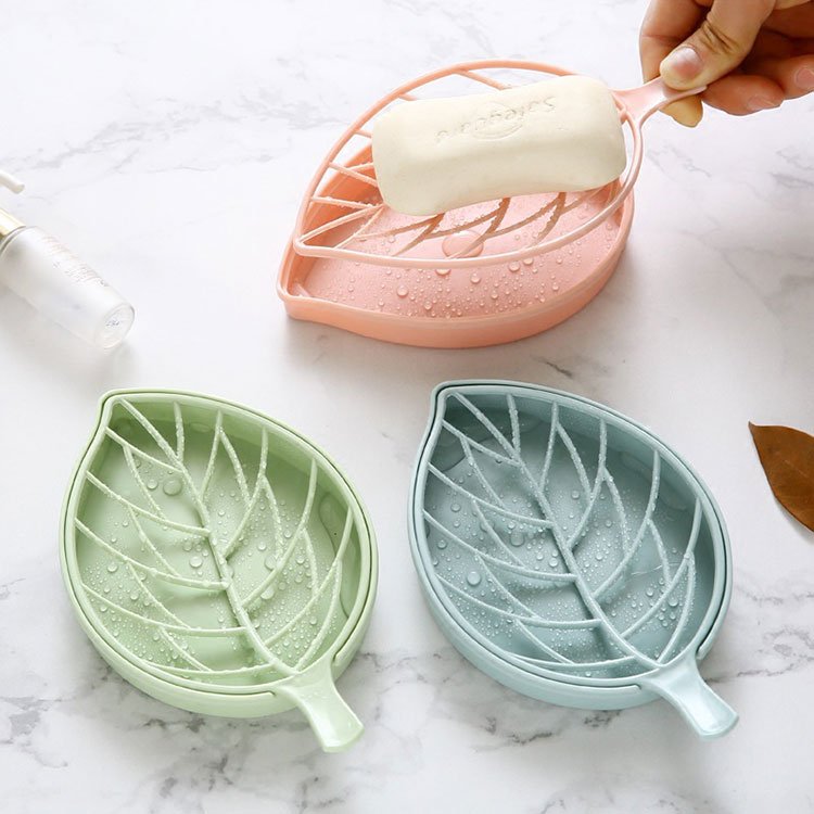 Bathroom Multi-Functional Household Storage Soap Box Shower Leaf Shape Soap Box Dish Storage Plate Tray Holder