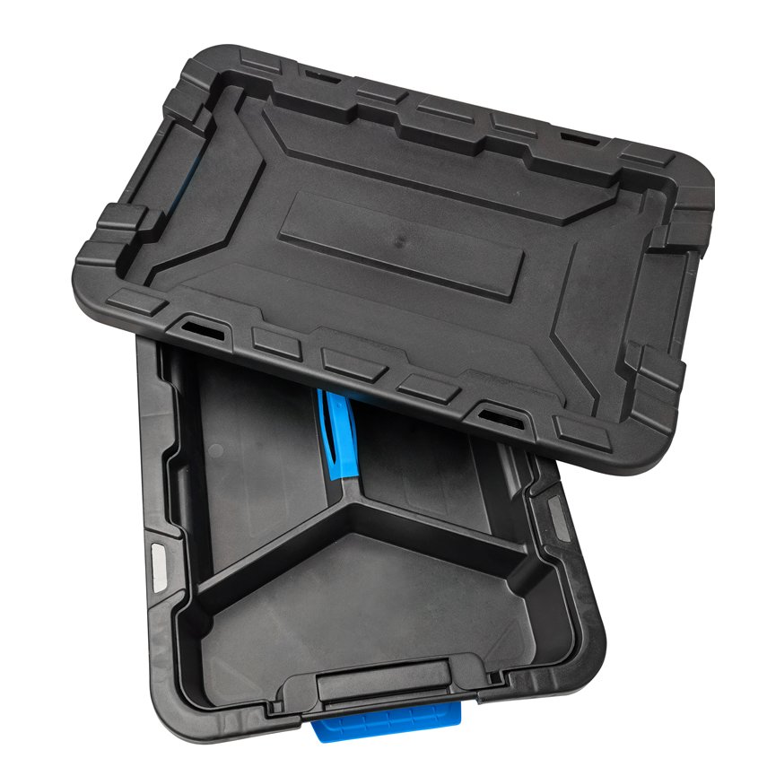 Best quality stackable colorful 40l heavy duty plastic storage box with handle