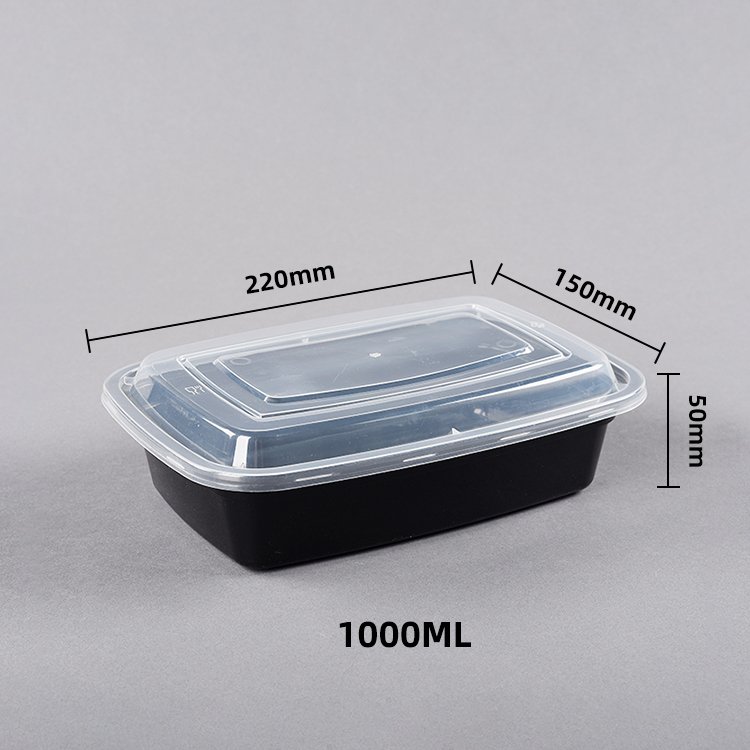 Hot sale customized disposable 1000ml pp plastic takeaway food lunch box disposable meal prep food storage containers with lids