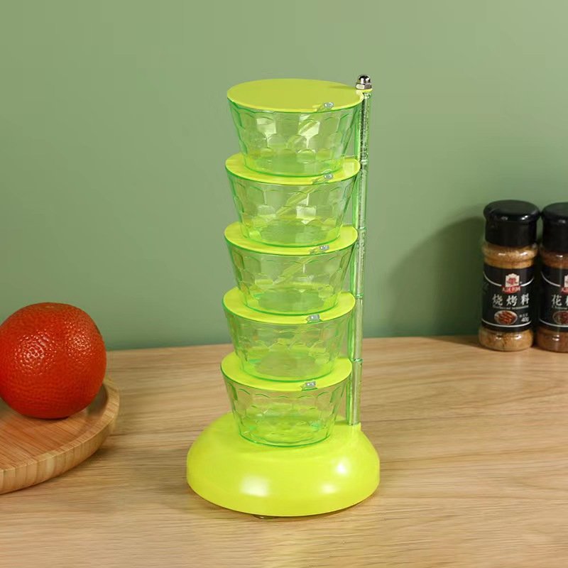 5-Layer Rotating Vertical seasoning box Salt Sugar Multi-layer Seasoning Box Storage Can Spice Case Jar Kitchen accessories