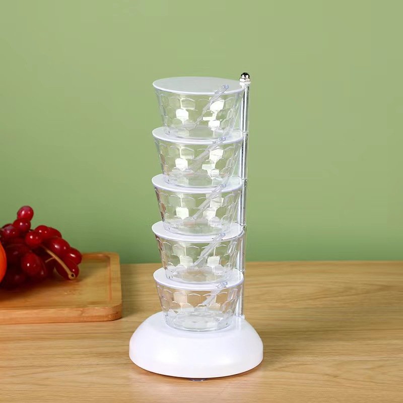 5-Layer Rotating Vertical seasoning box Salt Sugar Multi-layer Seasoning Box Storage Can Spice Case Jar Kitchen accessories