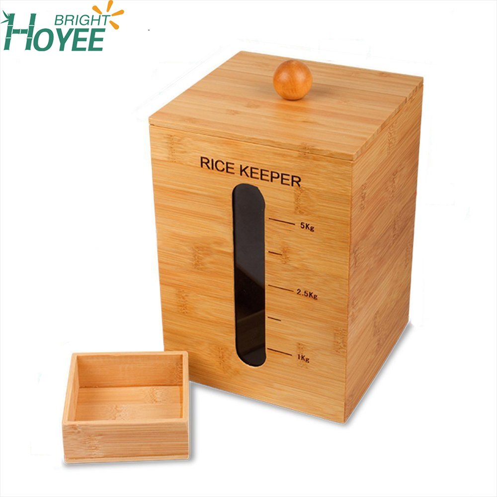 Bamboo Rice Keeper Food Storage Containers With Bamboo Bowl