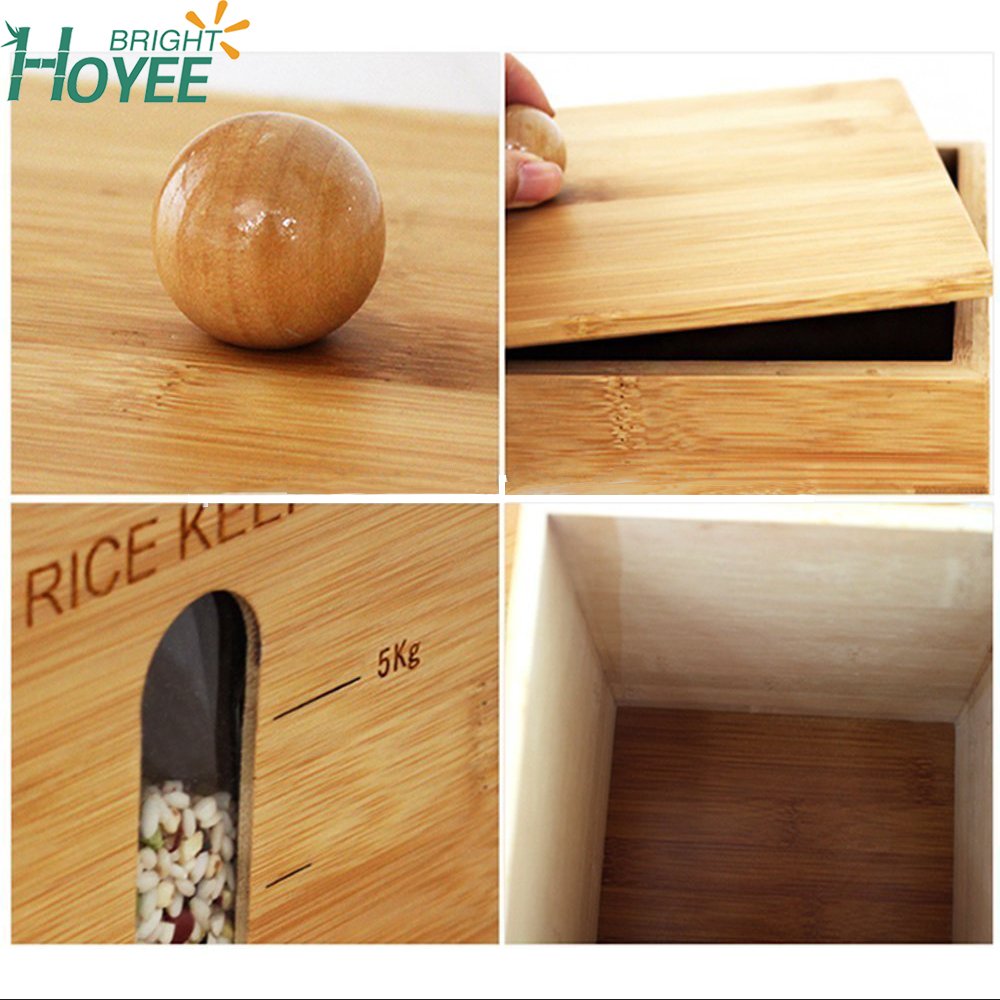 Bamboo Rice Keeper Food Storage Containers With Bamboo Bowl