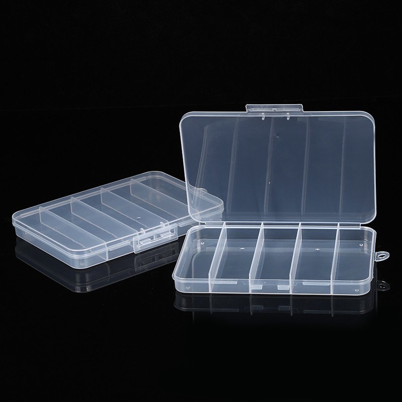 Print LOGO packaging box transparent clear hard plastic grids compartment container storage box