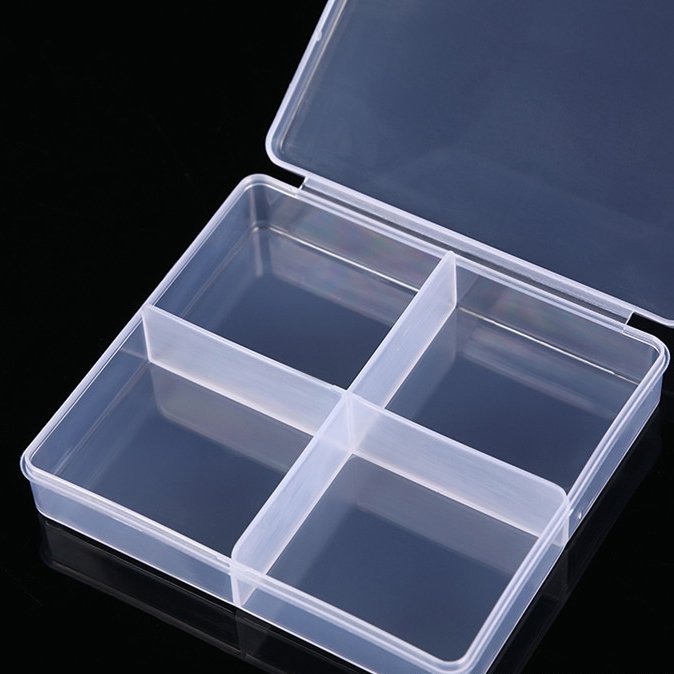Print LOGO packaging box transparent clear hard plastic grids compartment container storage box