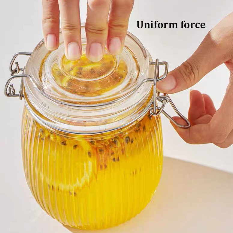 Sample Available Kitchen Custom Luxury Clear Glass Hermetic Square Round Sealed Food Storage Jar With Airtight Metal Clip Lock Lid Wide Mouth