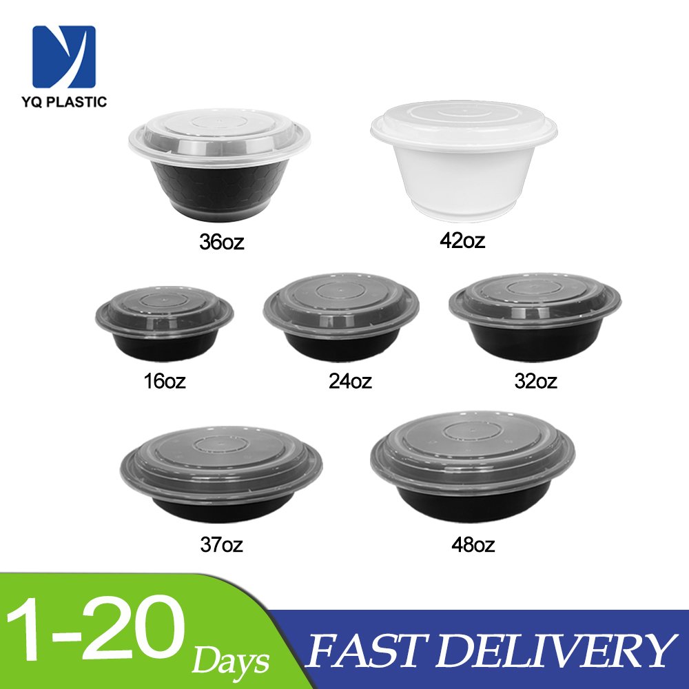 Round Disposable Plastic Takeaway Container Storage Microwavable Food Container