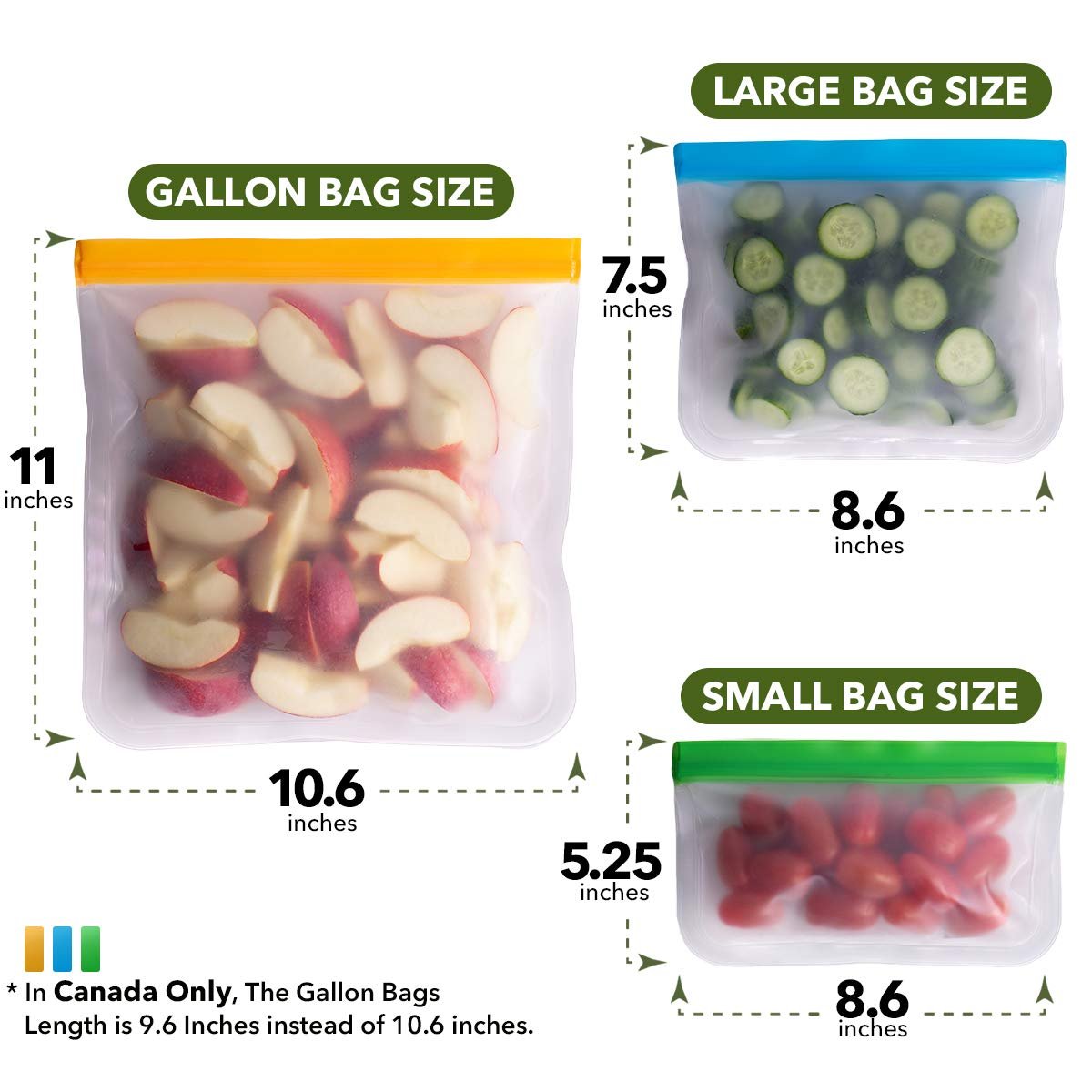 Reusable Food Storage Bags Food Grade Reusable Freezer Bag for Meat Fruit Veggies Snacks