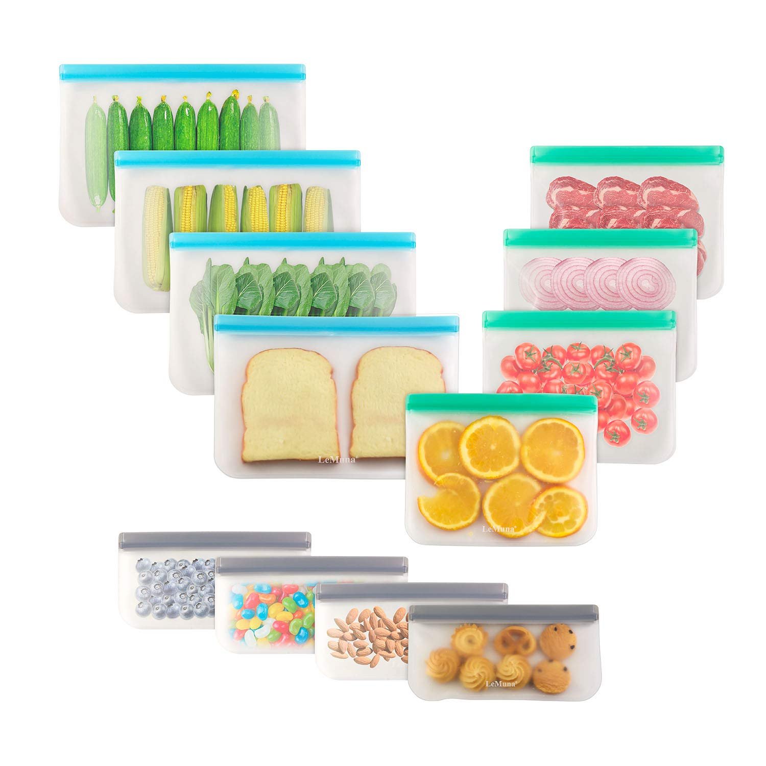 Reusable Food Storage Bags Food Grade Reusable Freezer Bag for Meat Fruit Veggies Snacks