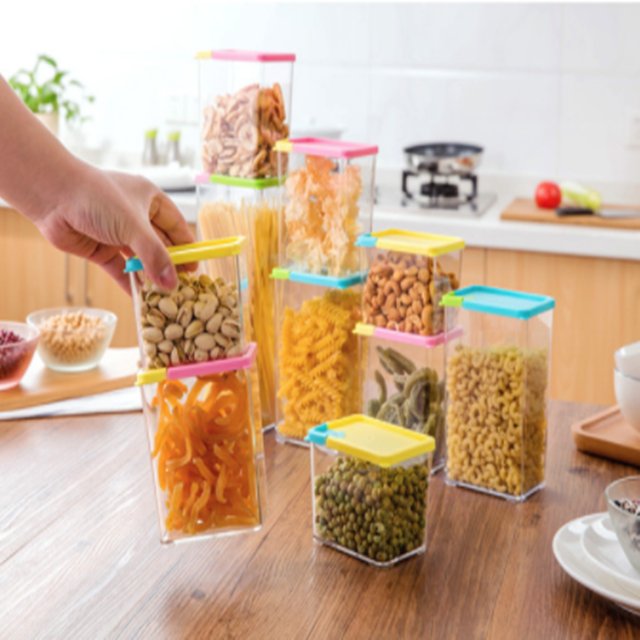 Kitchen Use Rectangle Transparent Food Garde Plastic Food Container Bins Set With Lid Leakproof Airtight Keep Dry