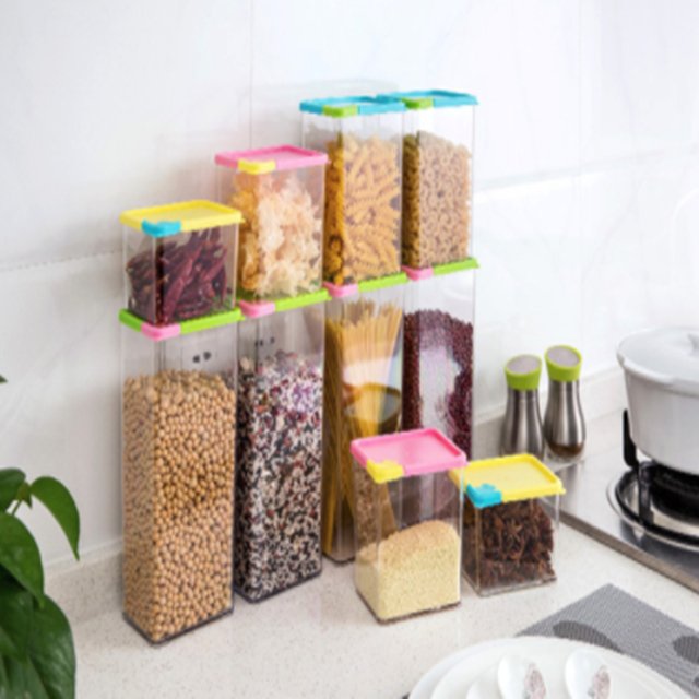 Kitchen Use Rectangle Transparent Food Garde Plastic Food Container Bins Set With Lid Leakproof Airtight Keep Dry