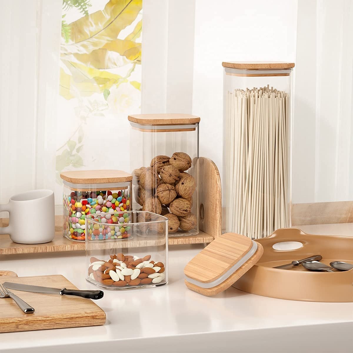 Bamboo Storage Containers Glass Food Storage Containers With Bamboo Lids Box Storage Canister
