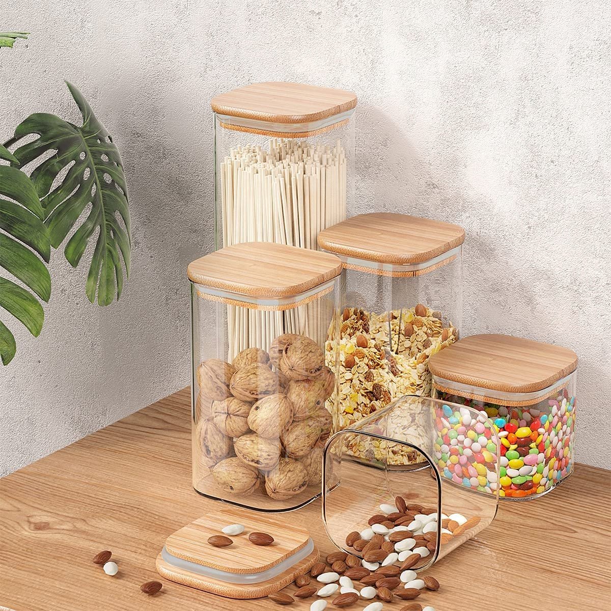 Bamboo Storage Containers Glass Food Storage Containers With Bamboo Lids Box Storage Canister