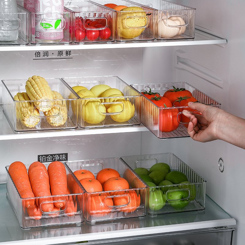 Multifunctional transparent clear rectangle kitchen organizer plastic container storage bins refrigerator fridge storage box