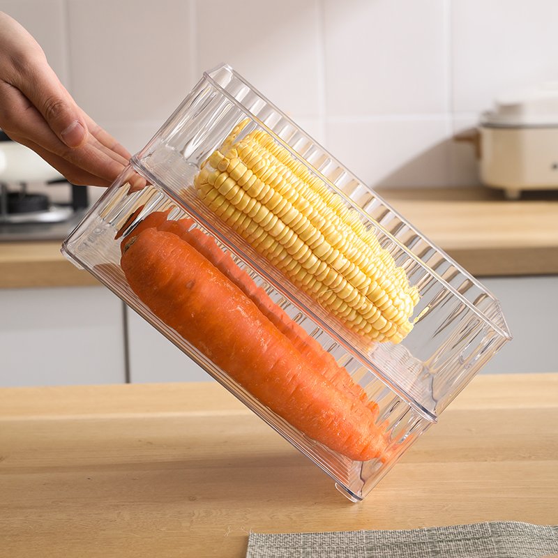 Multifunctional transparent clear rectangle kitchen organizer plastic container storage bins refrigerator fridge storage box