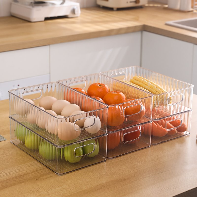 Multifunctional transparent clear rectangle kitchen organizer plastic container storage bins refrigerator fridge storage box