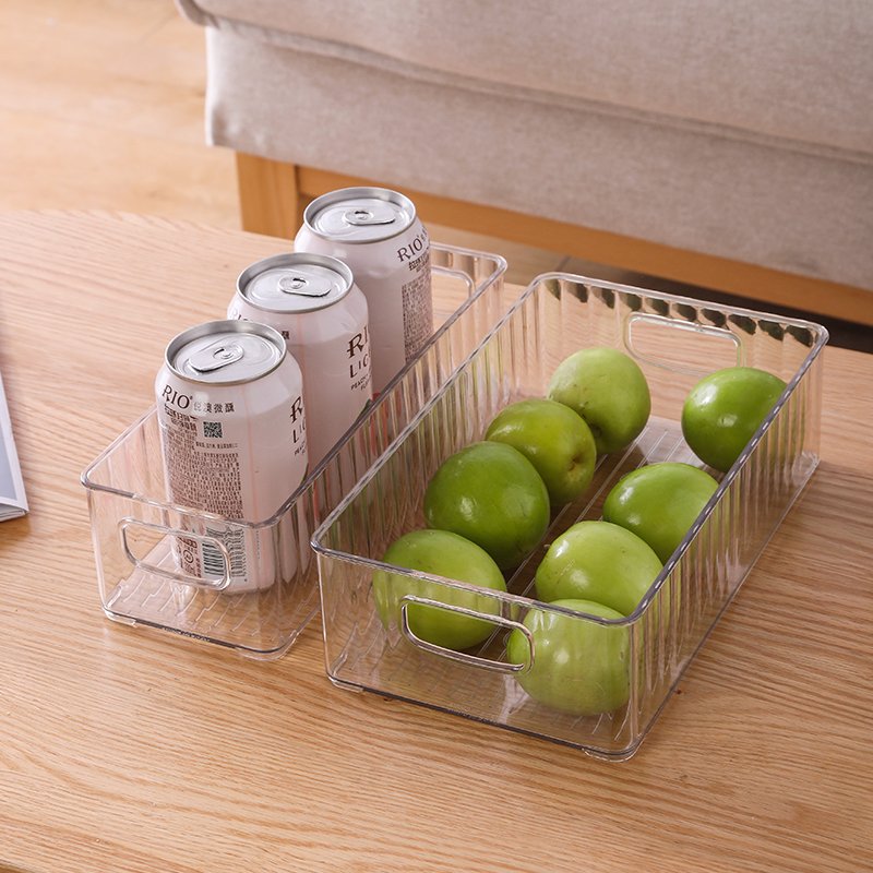 Multifunctional transparent clear rectangle kitchen organizer plastic container storage bins refrigerator fridge storage box
