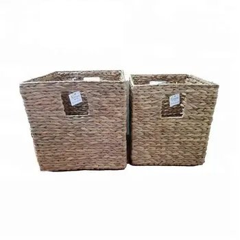 Water hyacinth factory woven storage under shelf storage basket Size 36 x 36 x H 36cm Natural Color for sale