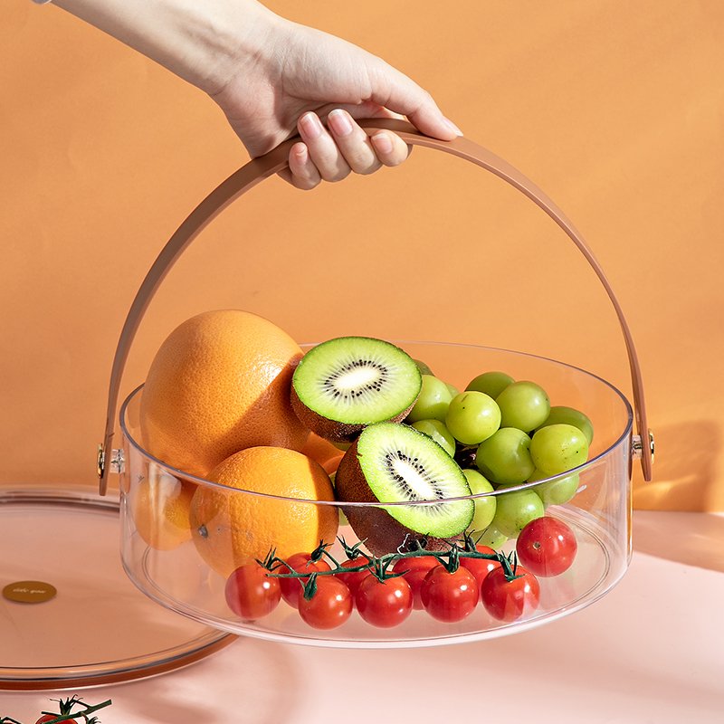 Big round transparent light luxury portable candy box snack fruit storage box