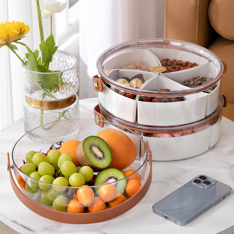 Big round transparent light luxury portable candy box snack fruit storage box