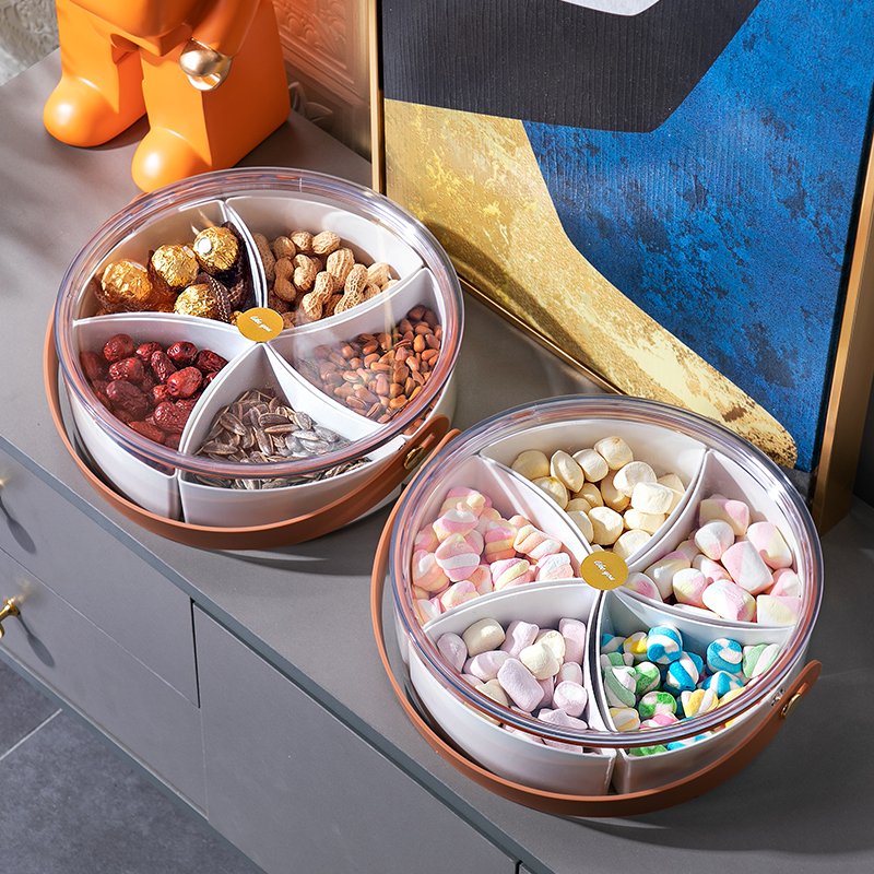 Big round transparent light luxury portable candy box snack fruit storage box