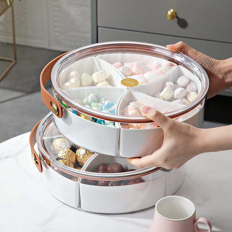 Big round transparent light luxury portable candy box snack fruit storage box