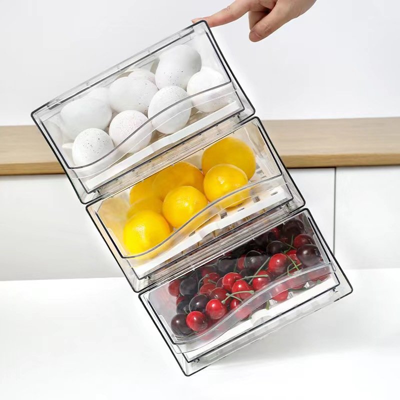 Home Kitchen Camping Restaurant Stackable Refrigerator Organizer Bins Reusable Food Storage Containers Fridge Drawer Organizer