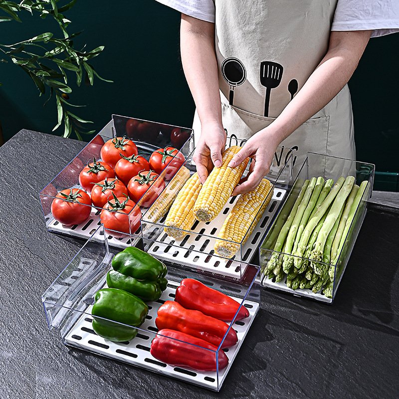 Home Kitchen Camping Restaurant Stackable Refrigerator Organizer Bins Reusable Food Storage Containers Fridge Drawer Organizer