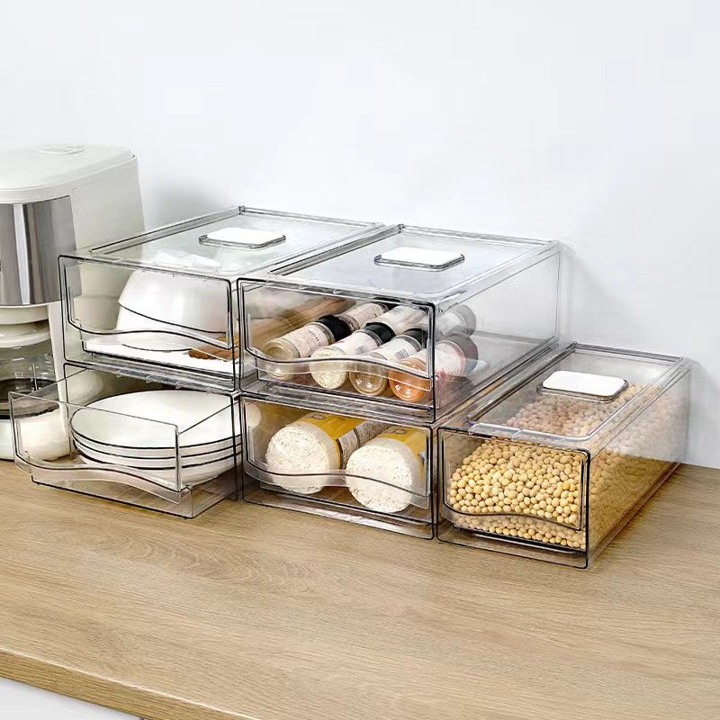 Home Kitchen Camping Restaurant Stackable Refrigerator Organizer Bins Reusable Food Storage Containers Fridge Drawer Organizer