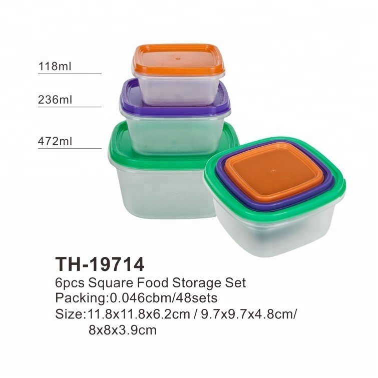 6pcs square shape small storage container plastic food container set