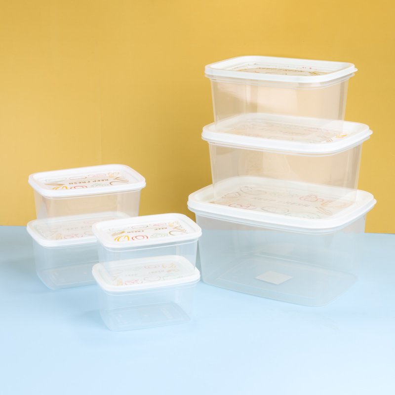Custom 7Pcs BPA Free Refrigerator Storage Box Food Storage Containers Set clear plastic organizers kitchen accessories