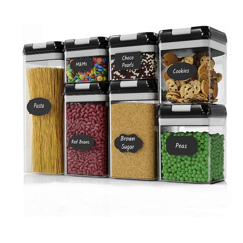 Best Selling Airtight Transparent 7pcs Dry Food Storage Container With Lid