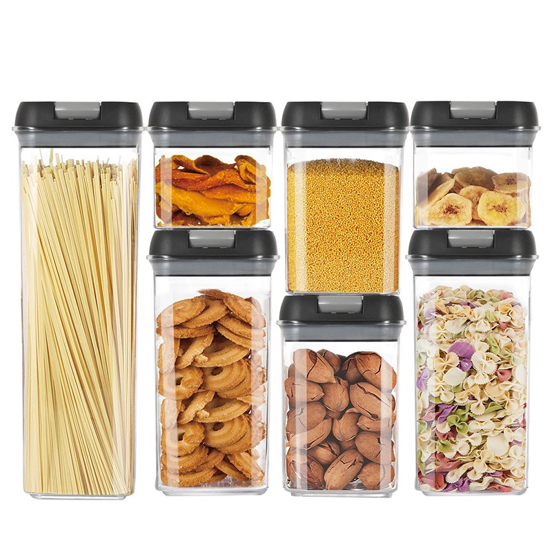 Best Selling Airtight Transparent 7pcs Dry Food Storage Container With Lid