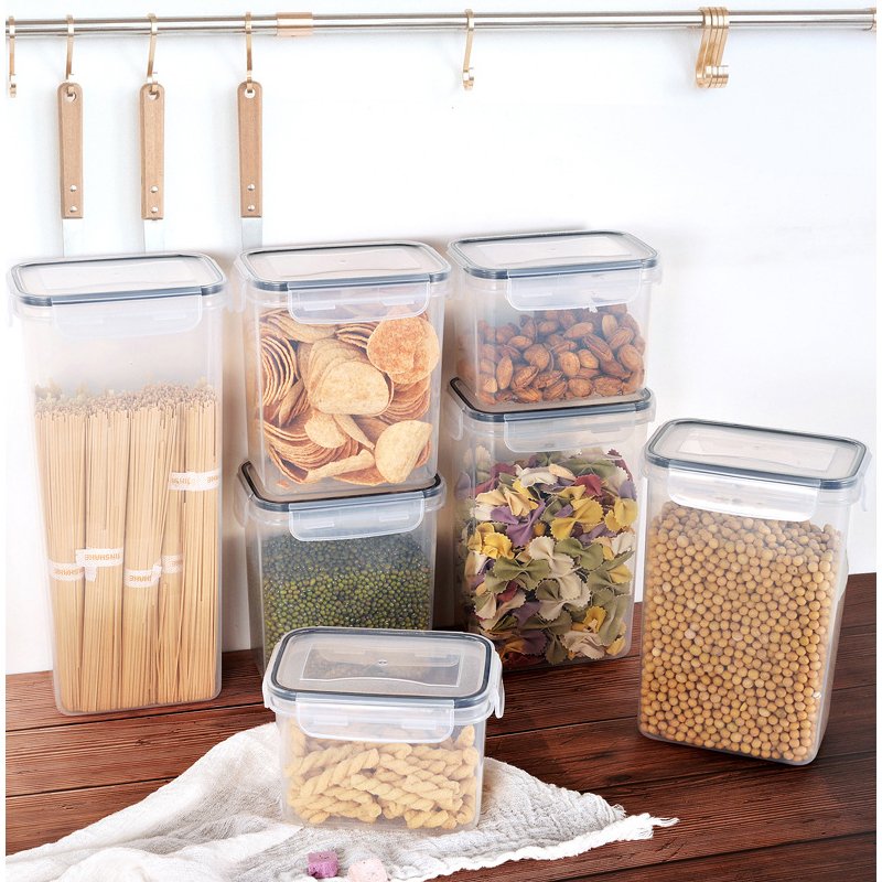 Factory Wholesale 7 PCS Airtight Food Storage Containers Transparent Large Capacity Plastic Container For Food Storage