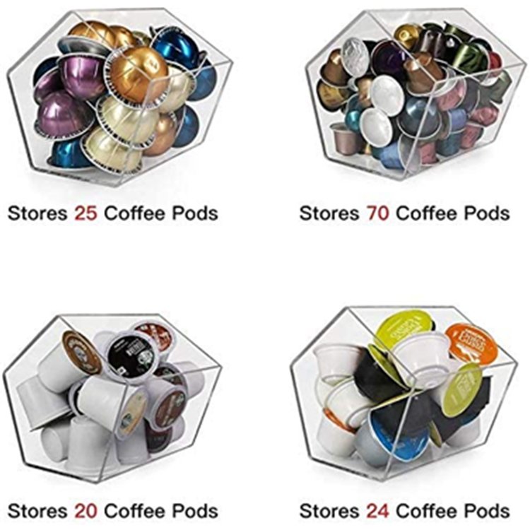 Coffee Pods Tea Bags Sugar Packets Storage Holder Kitchen Organizer Plexiglass Coffee Cup and Lid Holder