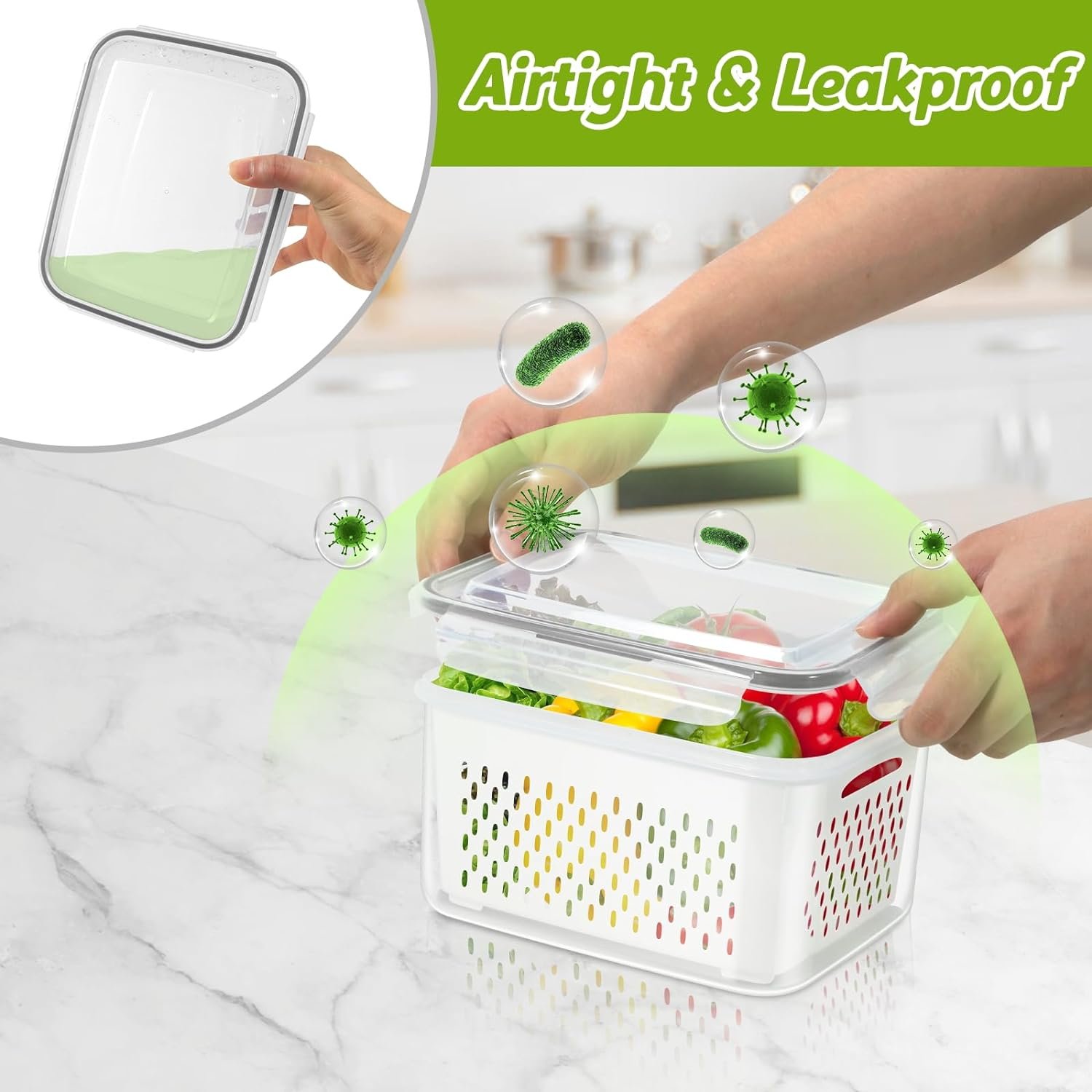 Multifunction Kitchen Refrigerator Stackable Transparent Food-grade Plastic Storage Boxes Removable Food Fresh Storage Container