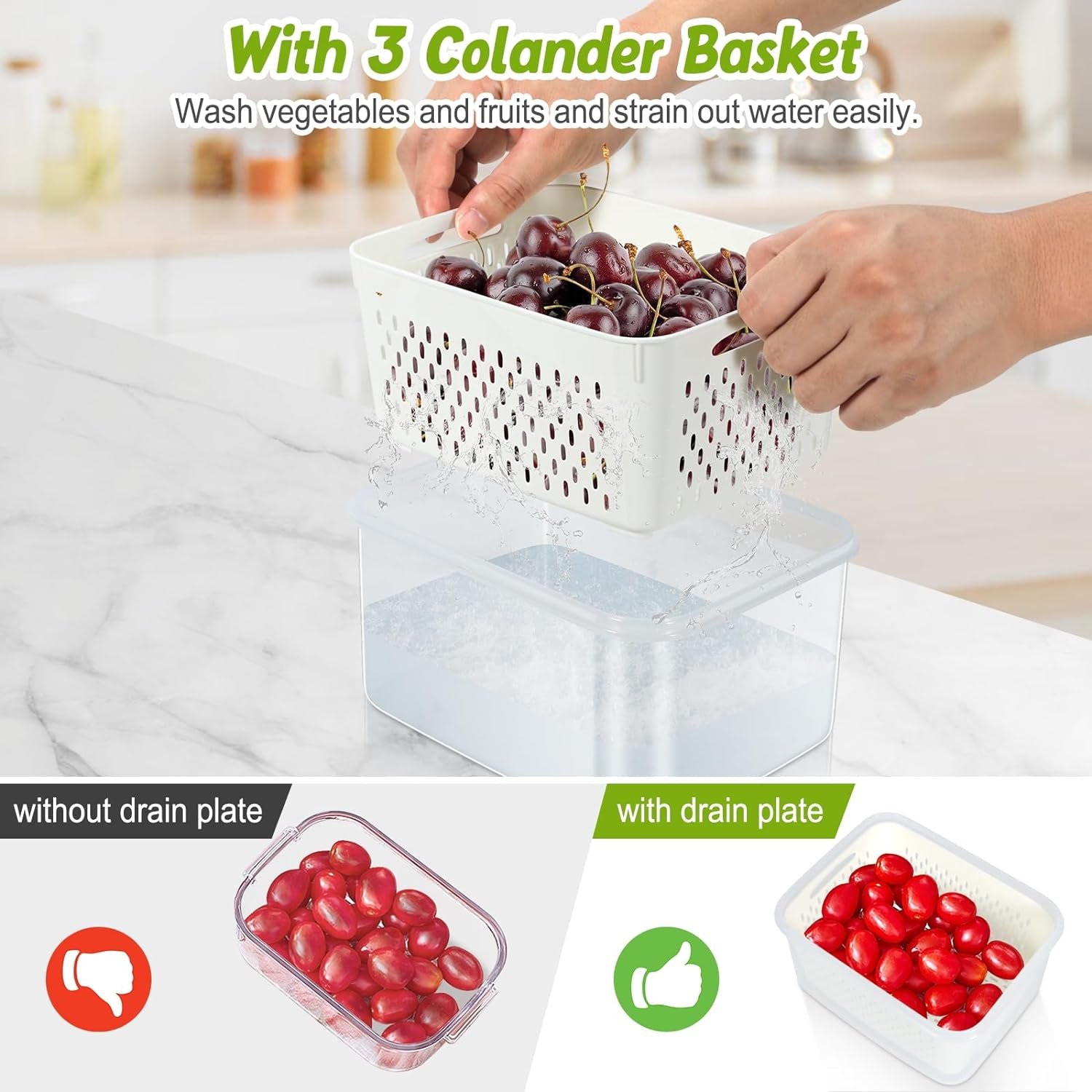 Multifunction Kitchen Refrigerator Stackable Transparent Food-grade Plastic Storage Boxes Removable Food Fresh Storage Container