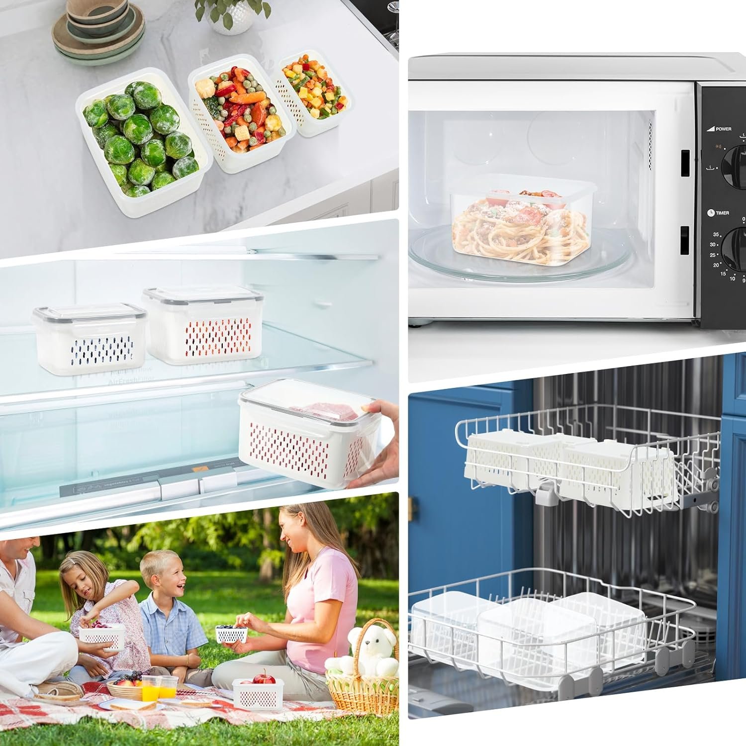Multifunction Kitchen Refrigerator Stackable Transparent Food-grade Plastic Storage Boxes Removable Food Fresh Storage Container