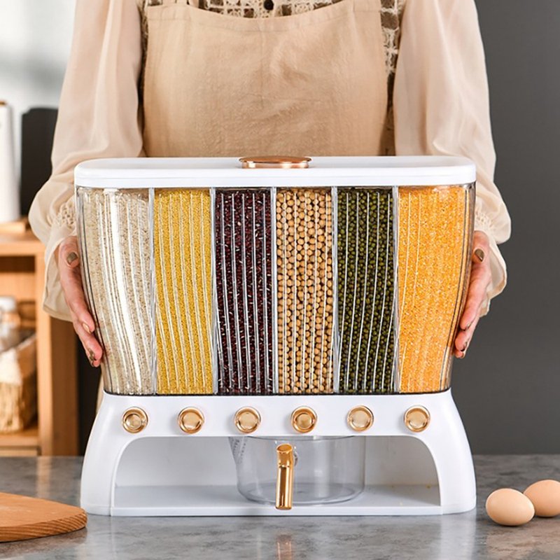 Dry Food Grain Rice Dispenser Food Storage Container Large Capacity Section Box