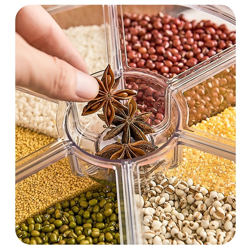 Dry Food Grain Rice Dispenser Food Storage Container Large Capacity Section Box