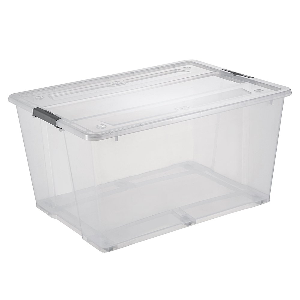 Household 128L exlarge clear plastic storage box with wheels quilt