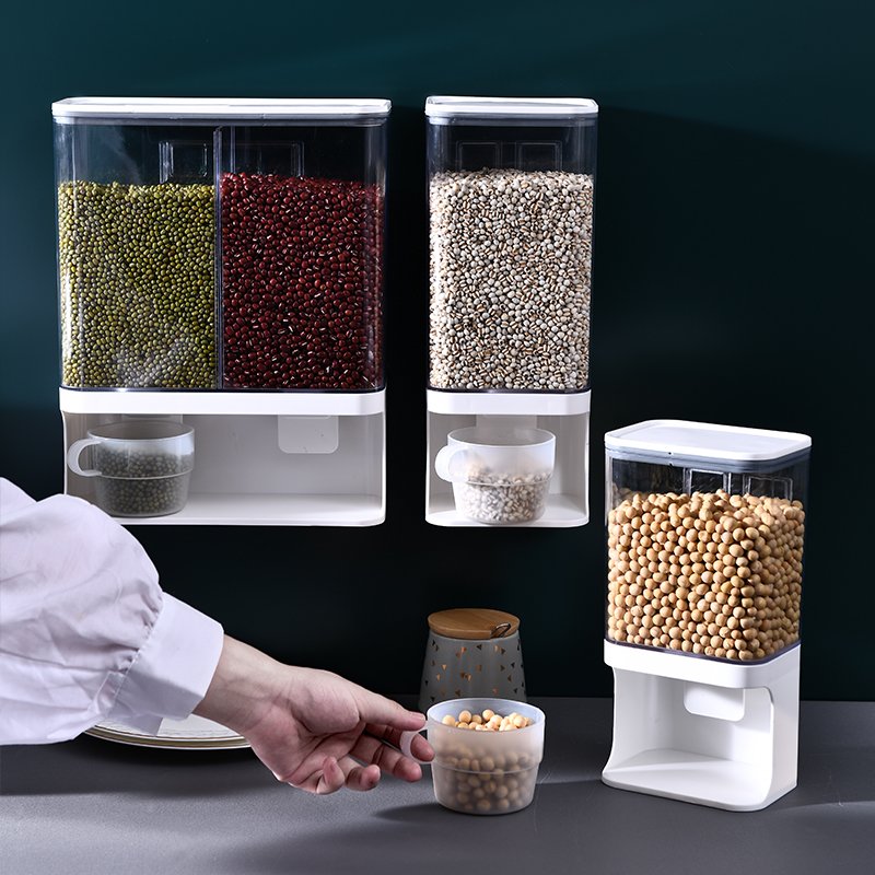 Food Storage Dispense Grains Rice Oats Candy Nuts Cereal Containers Coffee Bean Plastic Storage Bulk Dry Food Dispenser