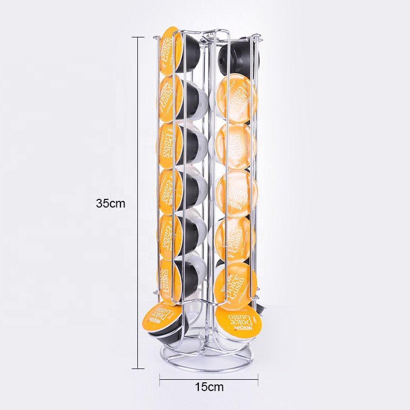 Coffee Revolving Coffee Pod Holder Stand for 28 Dolce Gusto Pods - Coffee Capsule Storage, Organiser & Dispenser - Rotating Towe