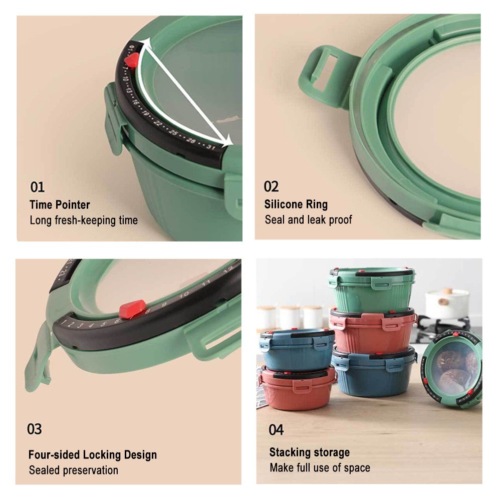 Plastic Airtight Date-Tracker Food Storage Container with Lids
