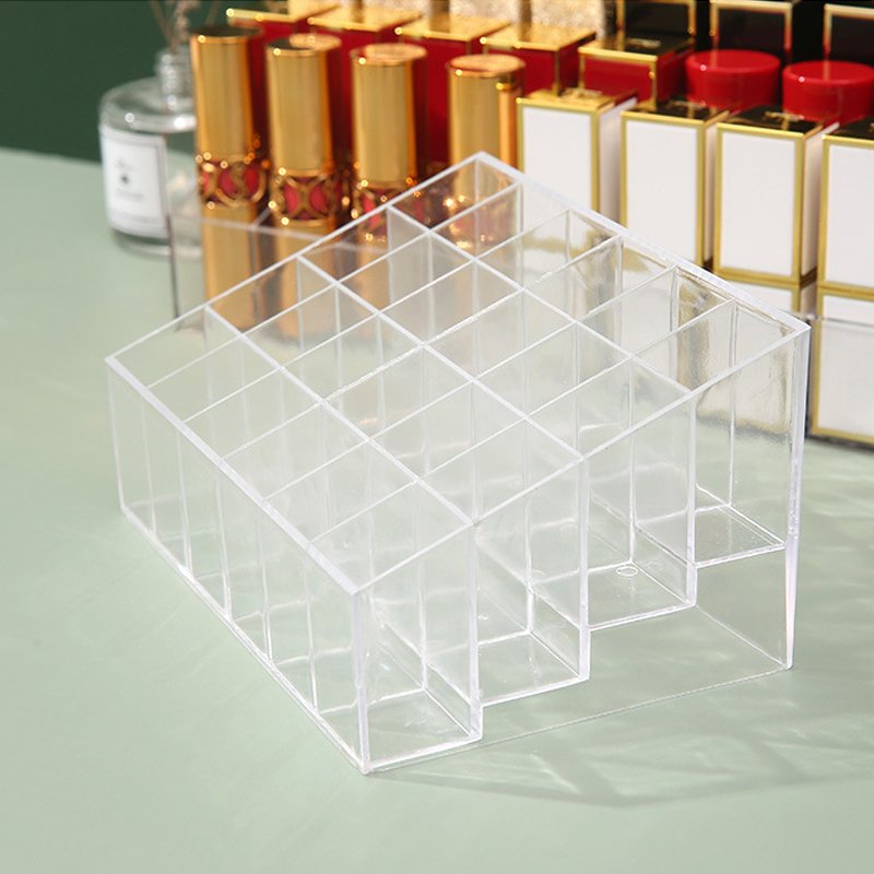 24 Slots Lipstick Organizer Holder Clear Acrylic Plastic Storage Box for Lip Gloss Chapstick Perfume Mascara Makeup Brush