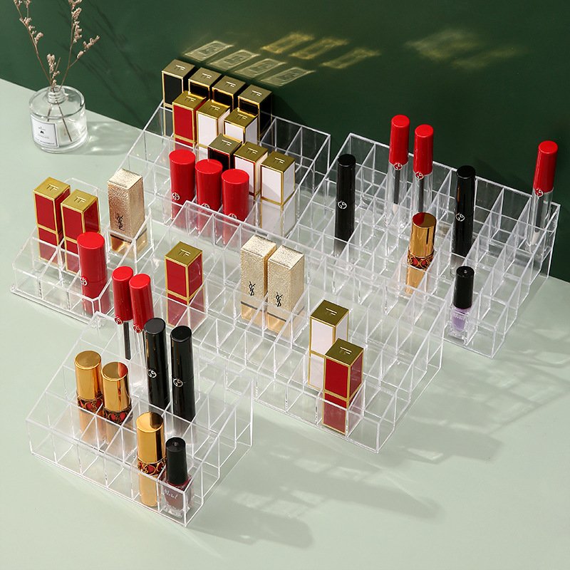 24 Slots Lipstick Organizer Holder Clear Acrylic Plastic Storage Box for Lip Gloss Chapstick Perfume Mascara Makeup Brush