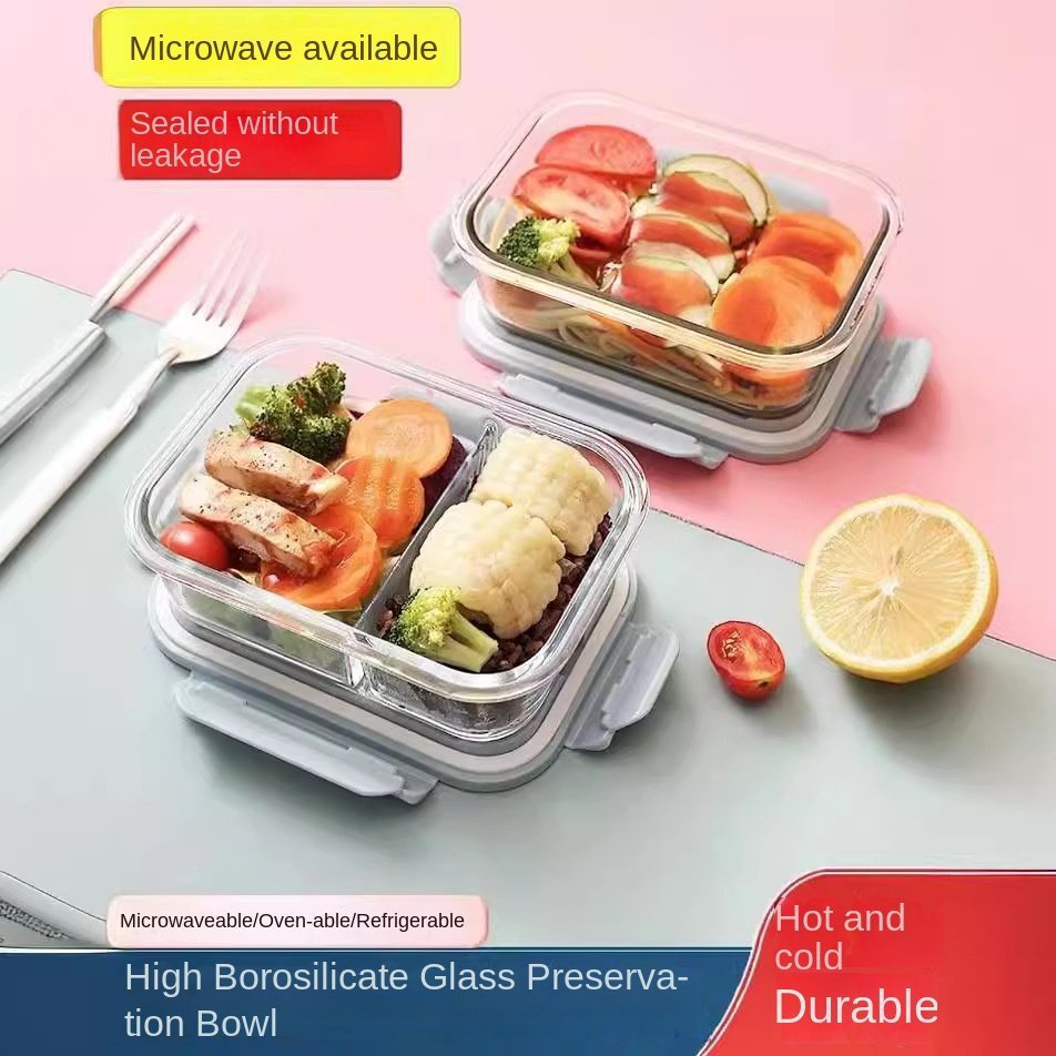 High Temperature Resistant Food Storage Containers Eco-friendly Glass Food Containers Work Preparation Containers